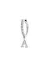 MEIRA T 14K White Gold Diamond Intial Single Huggie Hoop Earring