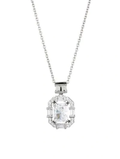 Adriana Orsini Rhodium-plated Sterling Silver Cubic Zirconia Cutout Pendant Necklace