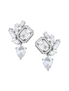 ADRIANA ORSINI Rhodium-Plated Sterling Silver Cubic Zirconia Cluster Clip-On Earrings