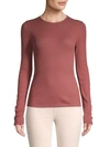 Vince Ribbed Wool Top In Dusty Rose