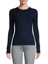 Vince Ribbed Wool Top In Navy