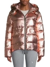 Nicole Benisti Huntington Metallic Down Puffer In Pink Metallic