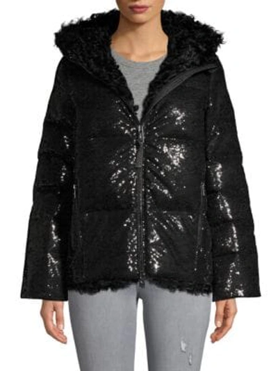 Nicole Benisti Shearling Down-filled Jacket In Black