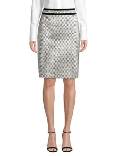 Calvin Klein Collection Dotted Piped Pencil Skirt In Black Cream