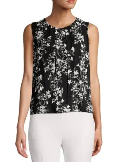 Calvin Klein Collection Sleeveless Floral Printed Top In Black
