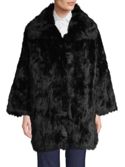 Adrienne Landau Oversized Rabbit Fur Coat In Black