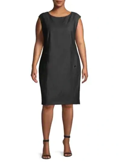 Calvin Klein Collection Plus Sleeveless Denim Dress In Black