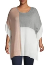 CALVIN KLEIN COLLECTION Plus Colorblock Knit Dolman-Sleeve Top
