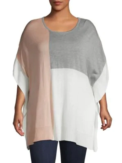 Calvin Klein Collection Plus Colorblock Knit Dolman-sleeve Top In Blush Multi