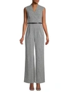 CALVIN KLEIN COLLECTION SLEEVELESS GINGHAM-PRINT BELTED JUMPSUIT,0400011274159