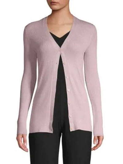 Prada Ribbed Wool-blend Cardigan In Pink