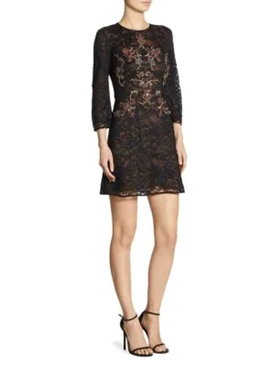 Ahluwalia Pune Lace Embellished Dress In Jet