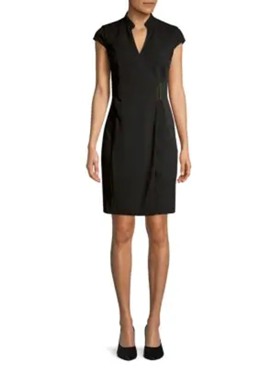 Calvin Klein Collection Cap-sleeve Wrap Dress In Black