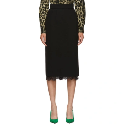 Dolce & Gabbana Guipure Lace Midi Skirt In Black