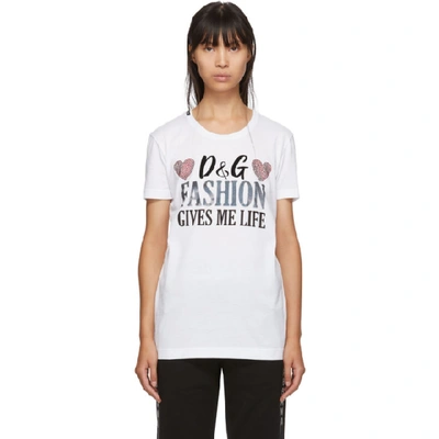 Dolce & Gabbana Dolce And Gabbana White Fashion Gives Me Life T-shirt
