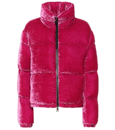 Moncler Rimac Velvet Quilted Down Jacket In Fuchsia,ciclam