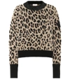 MONCLER LEOPARD WOOL AND CASHMERE SWEATER,P00406379