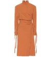 Acne Studios Deera Ruched Cotton-poplin Dress In Orange