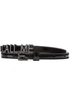 SAINT LAURENT CALL ME CRYSTAL-EMBELLISHED PATENT-LEATHER BELT