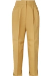 PETAR PETROV CROPPED GRAIN DE POUDRE WOOL AND SILK-BLEND TAPERED PANTS