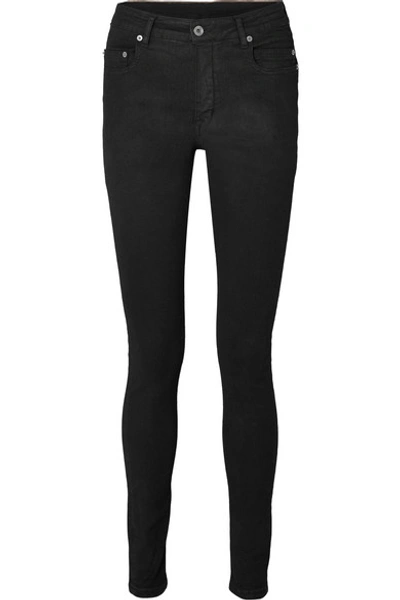 Rick Owens Coated High-rise Skinny Jeans In Black