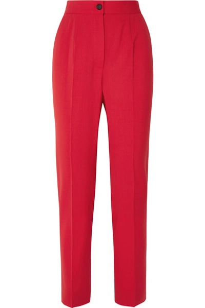 Dolce & Gabbana Wool-blend Straight-leg Trousers In Red