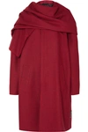 Balenciaga Draped Houndstooth Wool Coat In Red