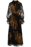 ETRO FLORAL-PRINT LACE AND CREPE MAXI DRESS