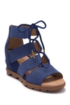 Sorel Joanie Ii Lace-up Wedge Sandal In Blue Shadow