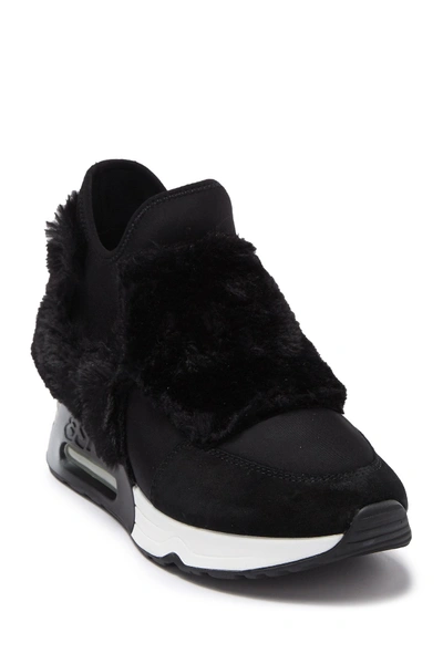 Ash Lazer Faux Fur Sneaker In Black/blac