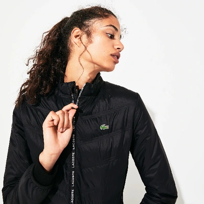 Lacoste Women's Sport Quilted Zip-front Tennis Jacket In Black / White