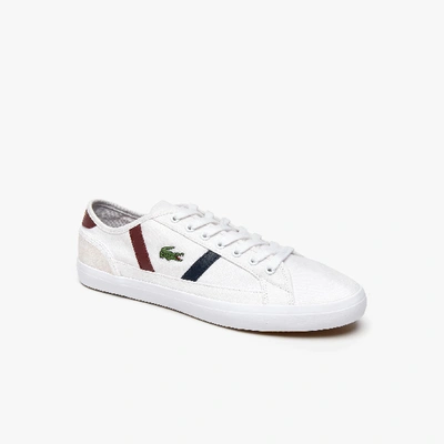 Lacoste Men's Sideline Canvas And Leather Sneakers In White/dark Red/navy