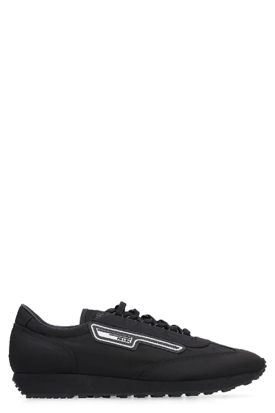 Prada Techno Fabric Low-top Sneakers In Black