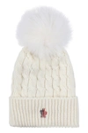 MONCLER KNITTED WOOL HAT WITH FOX FUR POM-POM,11044770