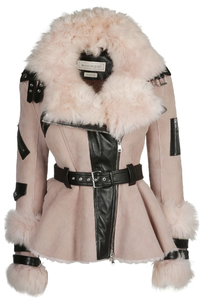 Alexander Mcqueen Shearling Jacket In Pink