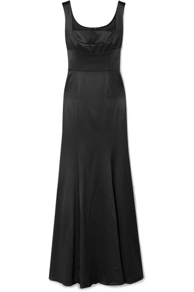 Dolce & Gabbana Stretch Duchesse Satin Square-neck Gown In Black