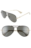 Gucci 60mm Aviator Sunglasses - Shiny Black/grey