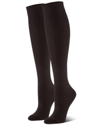 HUE WOMEN'S FLAT KNIT KNEE HIGH SOCKS 3 PAIR PACK