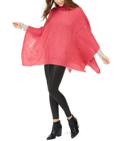 Steve Madden Pointelle-knit Poncho In Hot Pink