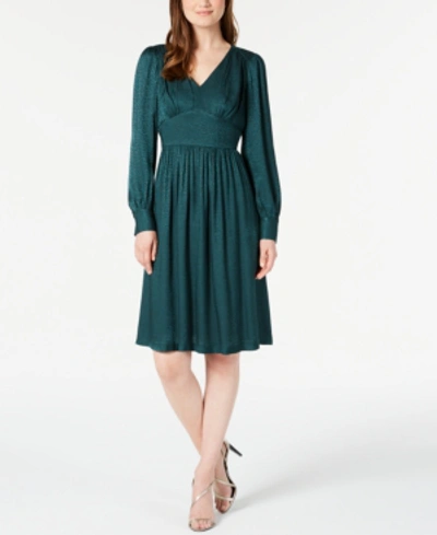 Calvin Klein V-neck A-line Dress In Malachite