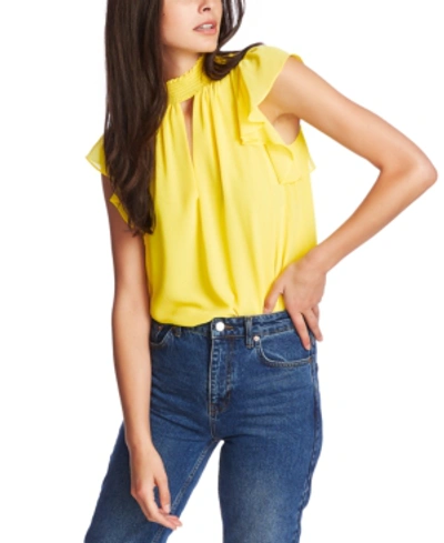 1.state Smocked Flutter-sleeve Top In Med Yellow