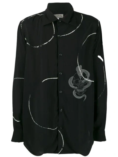 Yohji Yamamoto Skull Cobra Printed Viscose Shirt In Black