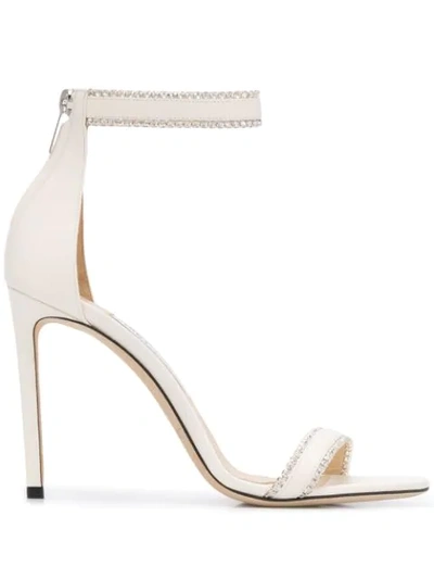 Jimmy Choo Dochas 100 Crystal-embellished Leather Sandals In Ivory