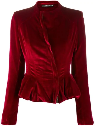 Aganovich Fitted Peplum Jacket In Red