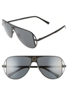 Versace 57mm Pilot Aviator Sunglasses In Matte Black/ Black Solid
