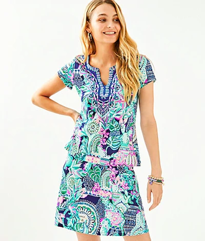 Lilly Pulitzer Brenna Skirt In High Tide Navy Lucky Bamboo