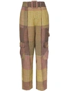 ROSIE ASSOULIN PATCHWORK CHECK CARGO TROUSERS