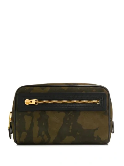 Tom Ford Camouflage Print Zipped Wash Bag In C4906