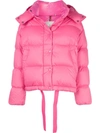Moncler Onia Cropped Puffer Jacket W/ Detachable Hood In Pink