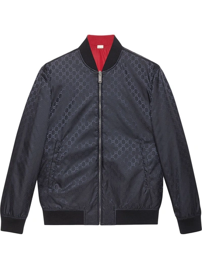 Gucci Reversible Gg Nylon Bomber Jacket In Blue